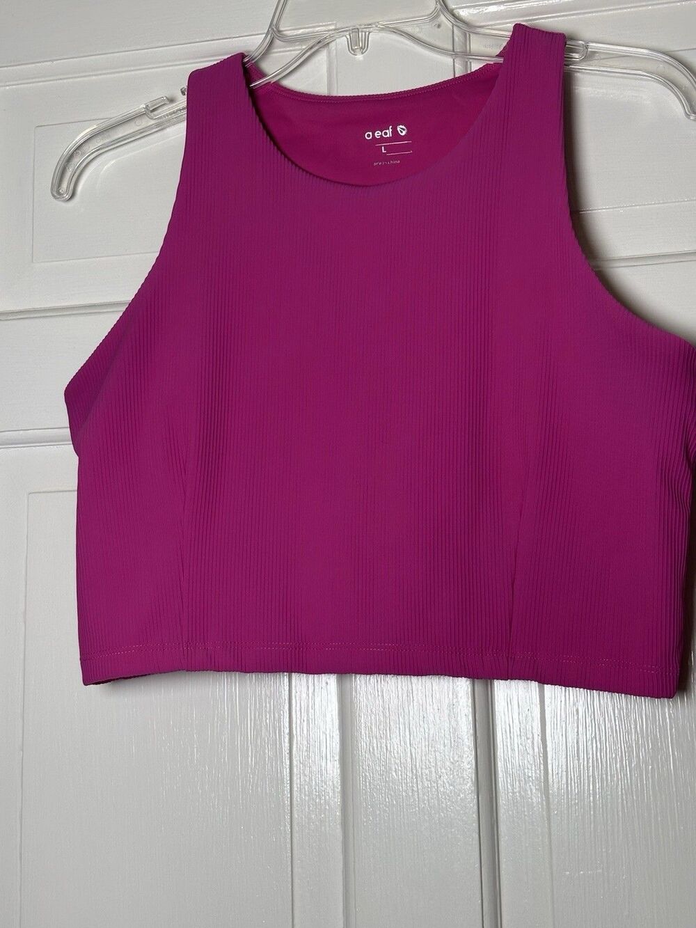 Baleaf Ribbed Cropped Top Pink Size Large